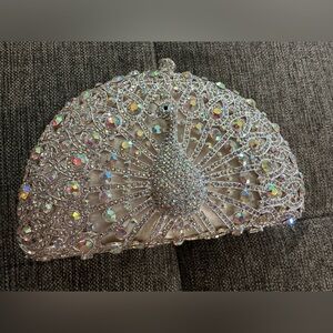 Peacock crystal clutch
